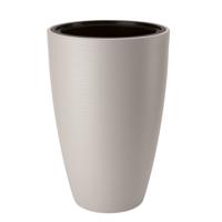 Form Plastic Plantenpot/bloempot Gobi - kunststof - licht grijs - D40 x H58 cm - met binnenpot