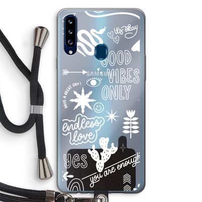 Good vibes: Samsung Galaxy A20s Transparant Hoesje met koord