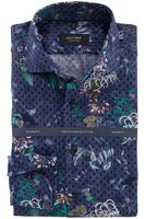 OLYMP SIGNATURE Tailored Fit Overhemd donkerblauw/groen, Motief