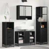 Badkamermeubelset met lade 4 pcs Zwart eiken 80 x 33 x 60 cm Badkamermeubelset met lade 4 pcs Zwart eiken 80 x 33 x 60 cm