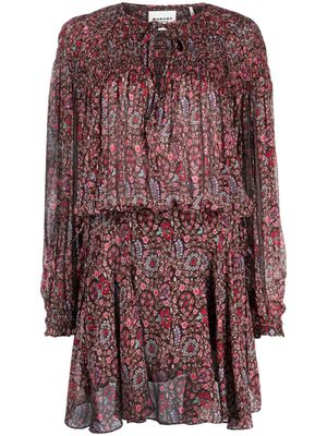 MARANT ÉTOILE robe courte Noanne à fleurs imprimées - Marron