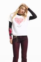 T-shirt met korte mouwen en hart - WHITE - XL