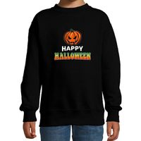 Pompoen / happy halloween verkleed sweater zwart voor kinderen - thumbnail