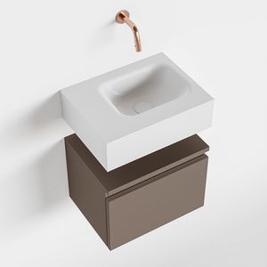Toiletmeubel Mondiaz Andor | 40 cm | Meubelkleur Smoke | Lex vrijhangend wastafel Talc Rechts | Zonder kraangat