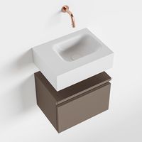 Toiletmeubel Mondiaz Andor | 40 cm | Meubelkleur Smoke | Lex vrijhangend wastafel Talc Rechts | Zonder kraangat