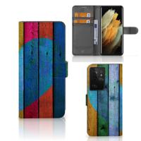 Samsung Galaxy S21 Ultra | Book Style Case | Wood Heart - Cadeau voor je Vriend