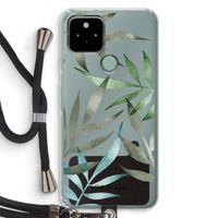 Tropical watercolor leaves: Pixel 5 Transparant Hoesje met koord