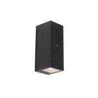 QAZQA Wandlamp zwart 2-lichts IP44 met schemersensor - Baleno II