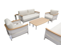 Wadi sofa set camel sand/teak incl. natural mixed weave kussens - Suns