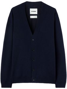 Jil Sander cardigan en laine à col v - Bleu