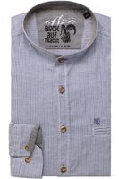 Jupiter Tencel Slim Fit Traditioneel overhemd middenblauw, Gestreept - thumbnail