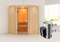Karibu | Minja Sauna met Dakkraag | Bronzeglas Deur | Kachel 3,6 kW Geïntegreerde Bediening - thumbnail