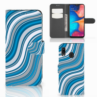 Samsung Galaxy A30 Telefoon Hoesje Waves Blue - thumbnail