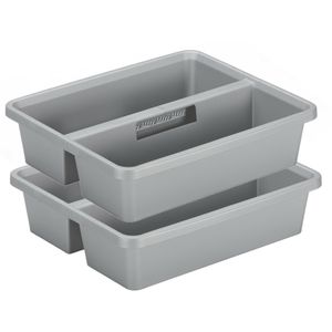 Sunware organiser - 2 stuks - kunststof - 44 x 35 cm - grijs - 2 vakken
