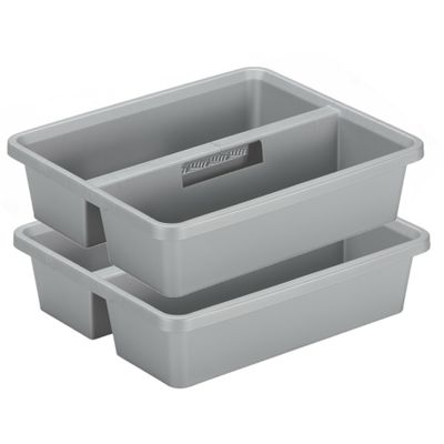Sunware organiser - 2 stuks - kunststof - 44 x 35 cm - grijs - 2 vakken