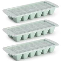 Plasticforte IJsblokjesvormen - groen - 3x stuks - met afsluitdeksel - 28 x 11 cm - ijsklontje