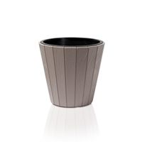 Prosperplast Plantenpot/bloempot Wood Style - buiten/binnen - kunststof - beige - D40 x H37 cm   - - thumbnail