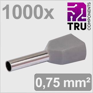 TRU COMPONENTS TC-13377228 Dubbele adereindhulzen 0.75 mm² Deels geïsoleerd Grijs 1000 stuk(s)