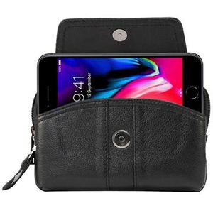 Universele Dual Pocket Horizontale Holster Leren Case - Zwart