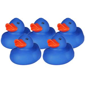 Rubber badeendje - 5x - Classic blauw - badkamer fun artikelen - size 5 cm - kunststof