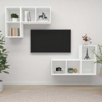 Tv-wandmeubelen 4 st bewerkt hout wit Tv-wandmeubelen 4 st bewerkt hout wit