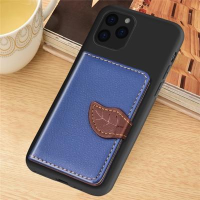 Voor iPhone 11 Pro Max Litchi patroon kaart tas portemonnee beugel + TPU telefoon geval met kaartsleuf portemonnee beugel functie (blauw)