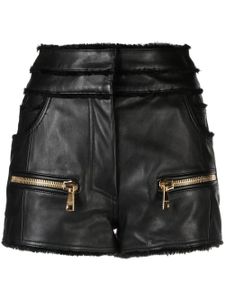 Balmain short en cuir à taille mi-haute - Noir