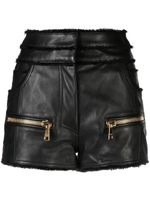 Balmain short en cuir à taille mi-haute - Noir - thumbnail