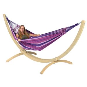 'Wood & Chill' Love Tweepersoons Hangmatset - 180 kg - Paars - Colombiaanse - Tropilex