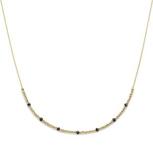 Ketting Bolletjes geelgoud-kleursteen zwart 41,5-45,5 cm