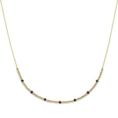 Ketting Bolletjes geelgoud-kleursteen zwart 41,5-45,5 cm