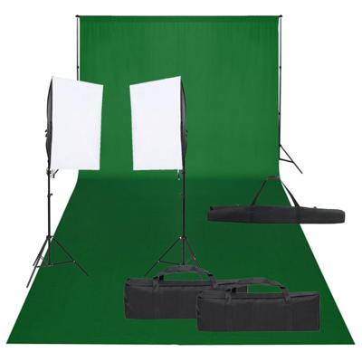 Fotostudioset met verlichtingsset en achtergrond