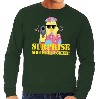 Foute paas sweater groen surprise motherfucker voor heren