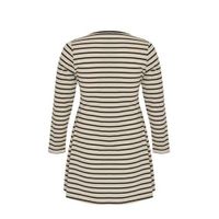 Yoek gestreepte longsleeve ecru/zwart - thumbnail