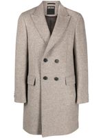 Zegna manteau en laine à boutonnière croisée - Marron