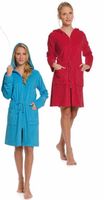 Badjas met rits aqua & rood-rood-xl