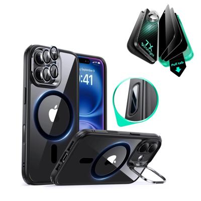 iPhone 16 Classic Hybrid Magnetic Case (Camera Control, Stash Stand) & Privacy Screen Protector Bundle - Clear Black iPhone 16 Classic Hybrid Magnetic Case (Camera Control, Stash Stand) & Privacy Screen Protector Bundle - Clear Black