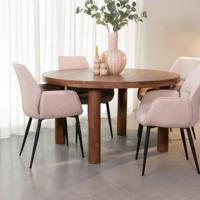 LABEL51 Eetkamertafel Elly - Nature Smooth - Mangohout - 140 cm - Rond