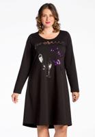 Yoek Dress Prosecco wide bottom | Zwart | Maat 46/48