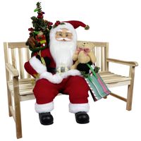 Kerstman pop Gijs - H45 cm - rood - zittend - kerst beeld -decoratie figuur - thumbnail