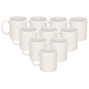 Koffie/thee mok - 10x - wit - keramiek - 300 ml - onbedrukte mok - DIY project - cadeau mok