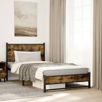 Bedframe zonder matras metaal gerookt eikenkleurig 100x190 cm