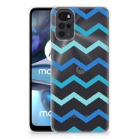 Motorola Moto G22 TPU bumper Zigzag Blauw - thumbnail