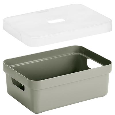 Sunware Opbergbox met transparante deksel - 2x stuks - lichtgroen - 9 liter - kunststof - 35x25x12