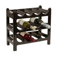PlasticForte Wijnrek - 3x lagen - stapelbaar - bruin - kunststof - 43 x 23 x 13 cm - voor 12 flessen