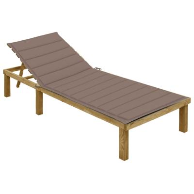 Ligbed met taupe kussen geïmpregneerd grenenhout