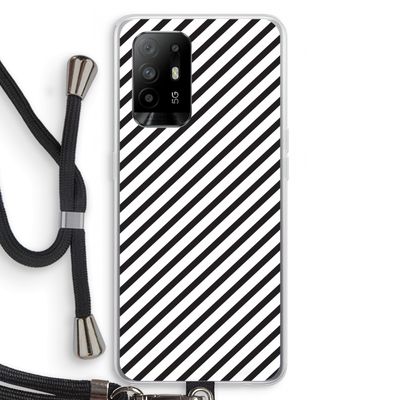 Strepen zwart-wit: Oppo A95 5G Transparant Hoesje met koord