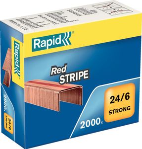 Rapid Nietjes 24/6, Red Stripe, verkoperd, doos van 2000 nietjes