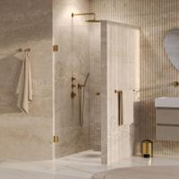 Brauer Void - Carving Nisdeur - Helder Glas - 60 x 200 cm - Omkeerbaar - incl. Glascoating - PVD Goud Geborsteld