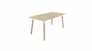 Tafel 8711 recht - 140 x 80 cm. - Wit - Eiken licht - Beuken naturel